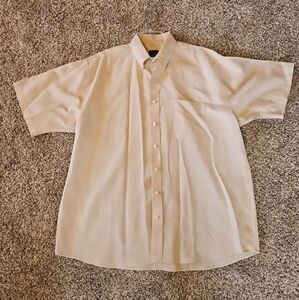 Jos A Bank Travelers Collection Linen Ivory Short Sleeve Button Down Men's  XL
